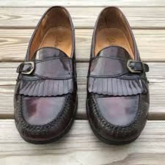 Cole Haan Men\'s 11.5 Kiltie Buckle Front Leather Loafers Burgundy Brown Classic main image 5